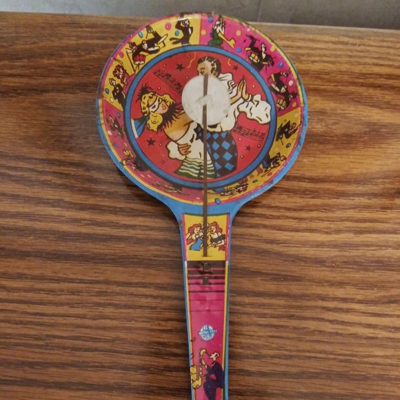 Vintage Metal Litho Noisemaker Harlequin Party Fav - Picture 1 of 4